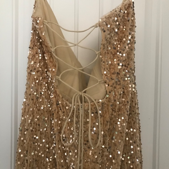 Champagne Gold Sequin Gown - Picture 2 of 5